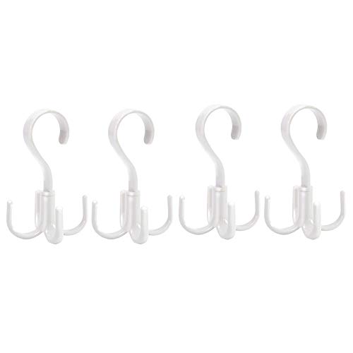 Thinkmay Purse Organizer Closet Scarf Organizer Hanger Tie and Belt Hanger, 4 Pack Rotating Plastic Purse Hanger Closet Organizer Holder for Belts,Ties, Bag, Purse,Scarves, Clothing (White)