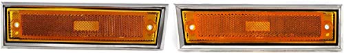 I-Match Auto Parts Driver and Passenger Front Side Marker Light Assembly Side Replacement for 81-91 GMC Suburban GM2550115 GM2551107 915557 915558 Chrome Trim Set of 2