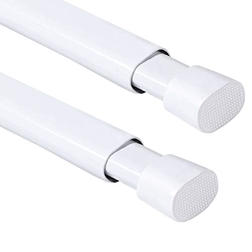 H.VERSAILTEX Spring Tension Curtain Rod Cupboard Bars Tensions Rod Closet Rod Adjustable Length for Kitchen, Bathroom, Wardrobe, Window, Oval Metal Spring Tension Rod Set of 2 (36-60 Inch, White)