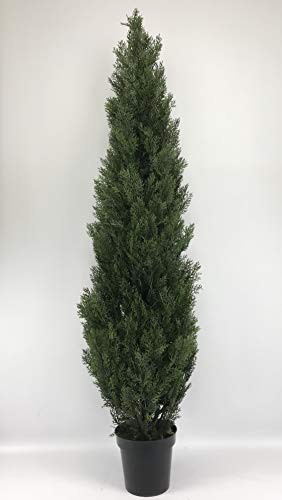 Silk Tree Warehouse Company Inc One 6 Foot Outdoor Artificial Cedar Topiary Tree Potted UV Rated Plant (6 Foot)