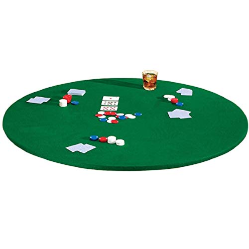 Palos Designs Fitted Round Elastic Edge Solid Green Felt Table Cover for Poker Puzzles Board Games Fits 36 Inch to 48 Inch Round Table and 36 Inch Square Tables