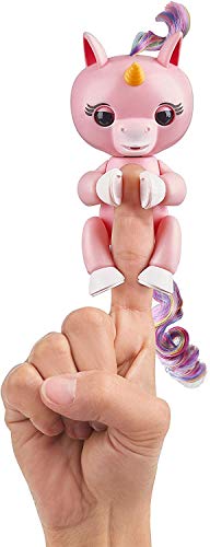 Fingerlings Baby Unicorn - Gemma (Pink with Rainbow Mane and Tail) - Interactive Baby Pet - by WowWee