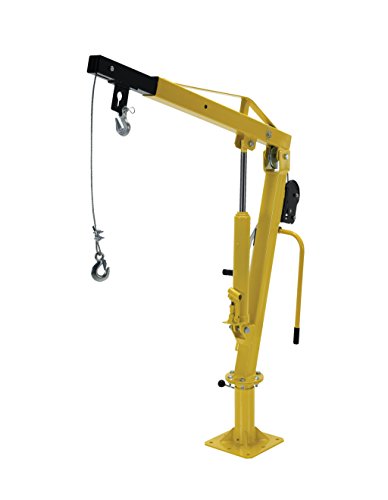 Vestil WTJ-2 Winch Operated Truck Jib Crane, Welded Steel, 1000 lbs Retracted Capacity, 56' Overall Height, Yellow