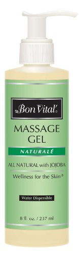 Bon Vital' BVNATG8Z Naturale Massage Gel Made with Natural Ingredients for Earth-Friendly & Relaxing Massage, Hypoallergenic Massage Gel for Sensitive Skin, Moisturizer Absorbs Like Lotion, 8 Ounce Bottle