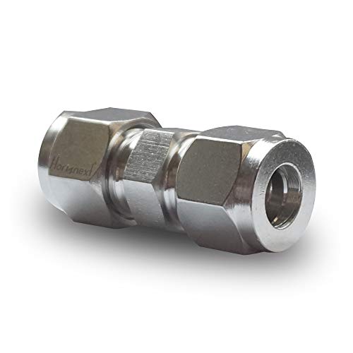 Horiznext Stainless Steel Compression Tube Fitting, Union, 1/4' Tube OD. Straight Adapter