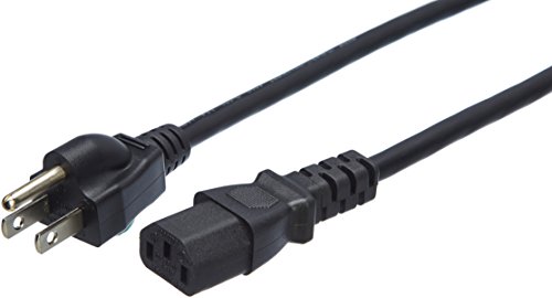 AmazonBasics Computer Monitor TV Replacement Power Cord - 10-Foot, Black