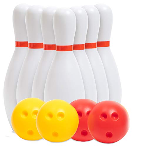Blue Panda Kids Bowling Game with 10 Pins and 4 Balls (14 Piece Set)
