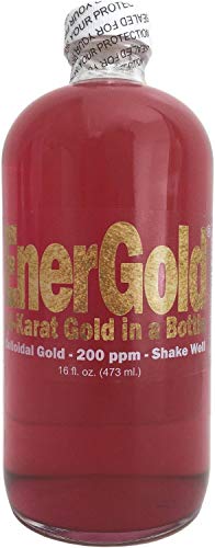 EnerGold® 10-Times-Concentrated 200-ppm Colloidal Gold - 16-Oz. Glass Bottle Tamper-Evident-Sealed