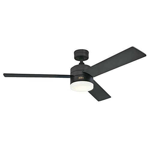 Westinghouse Lighting 7205900 Alta Vista 52-Inch Matte Black, Dimmable LED Light Kit with Opal Frosted Glass, Remote Control Included Indoor Ceiling Fan