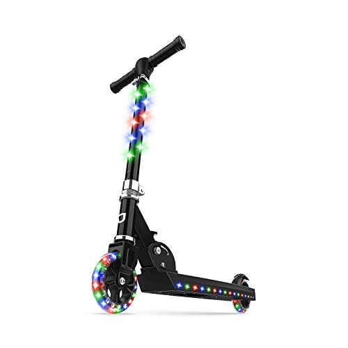 Jetson Jupiter Kick Scooter, Black - LED Light-Up, Adjustable Handle Bar, for Kids Ages 5+