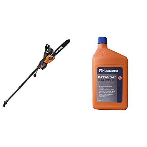 Worx WG309, 8 Amp 10-inch Corded Electric Pole Saw & Chainsaw with Auto-Tension & Husqvarna 610000023 Bar & Chain Oil, Quart