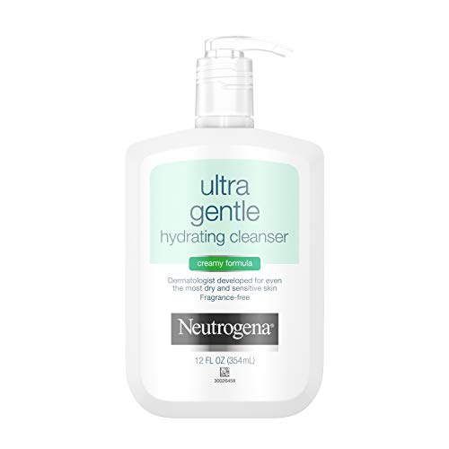 Neutrogena Ultra Gentle Hydrating Daily Facial Cleanser for Sensitive Skin, Acne, Eczema & Rosacea, Oil-Free, Soap-Free, Hypoallergenic & Non-Comedogenic Creamy Face Wash, 12 fl. oz