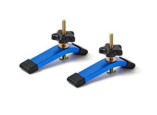 T-track Hold Down Clamps,6-3/8'L x 1-1/4'Width-Woodworking and Clamps-High Strength Aluminum Alloy 6063-Fine Sandblast Anodized - Blue Color- 2 Pack