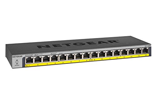 NETGEAR 16-Port Gigabit Ethernet Unmanaged PoE Switch (GS116PP) - with 16 x PoE+ @ 183W, Desktop/Rackmount, and ProSAFE Limited Lifetime Protection