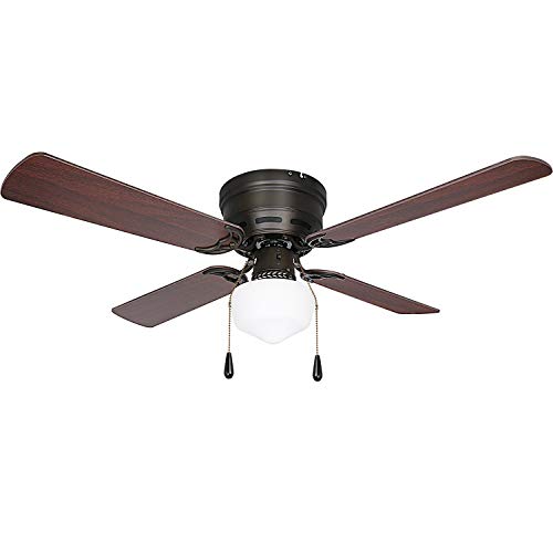 Oil-Rubbed Bronze 42 inch Ceiling Fan with Light, 3 Speed Ceiling Fan with Reversible Blades for Living Room, Bedroom, Basement, Kitchen, Garage