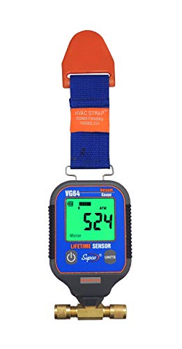 Supco VG64 Vacuum Gauge, Digital Display, 0-12000 microns Range, 10% Accuracy, 1/4' Male Flare Fitting Connection