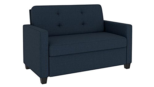 Signature Sleep Devon Sleeper Sofa with Memory Foam Mattress, Blue Linen, Twin
