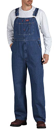 Dickies Men's Denim Bib Overall, Stone Washed Indigo Blue, 44 x 30