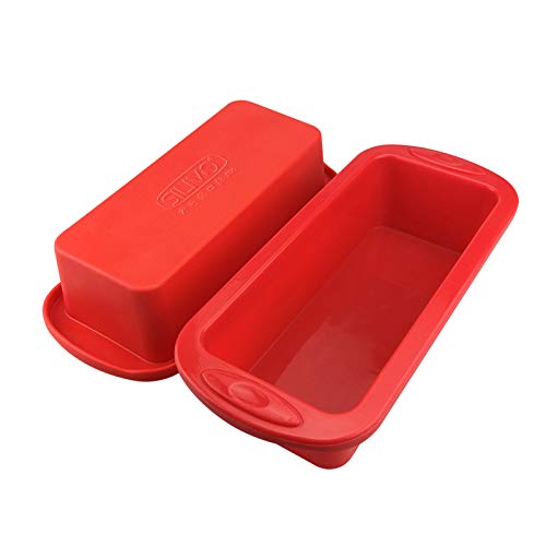Silicone Bread and Loaf Pans - Set of 2 - SILIVO Non-Stick Silicone Baking Mold for Homemade Cakes, Breads, Meatloaf and Quiche - 8.9'x3.7'x2.5'