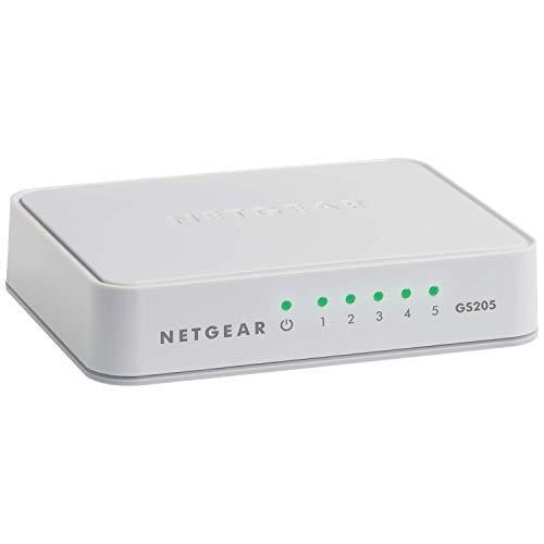 NETGEAR 5-Port Gigabit Ethernet Unmanaged Switch, Desktop, 10/100/1000Mbps (GS205)