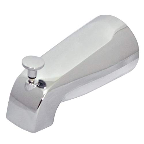 Tub Spout with Front Diverter, 1/2 inch IPS Inside Thread, Front End Threaded Spout, 5-1/4 inch Length, Chrome Finish