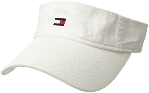 Tommy Hilfiger Men's Dad Hat Flag Solid Cotton Visor, Classic White, O/S