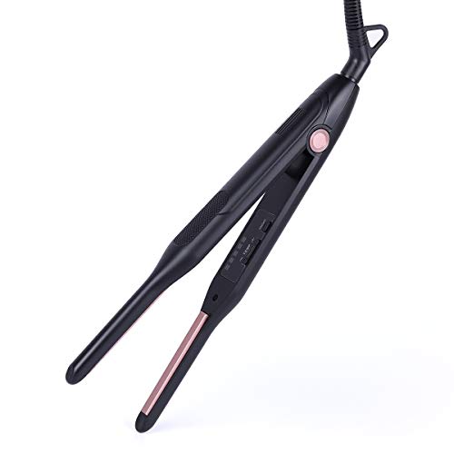 Small Flat Iorn,FrRasun Professional Hair Straightener with 1/3 inch Plate for Short Hair,Beard and Pixie Cut, Instant Heat up,Dual Votage