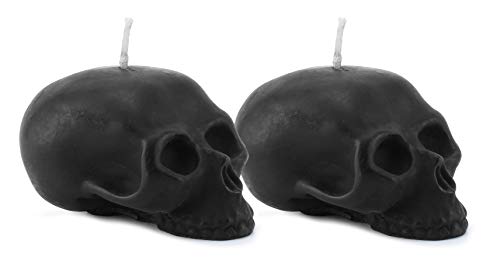 Darware Large Skull Shaped Candles (2-Pack, Black); 4.75 x 3-Inch Decorative Themed Candles for Halloween, Horror and Novelty Decor