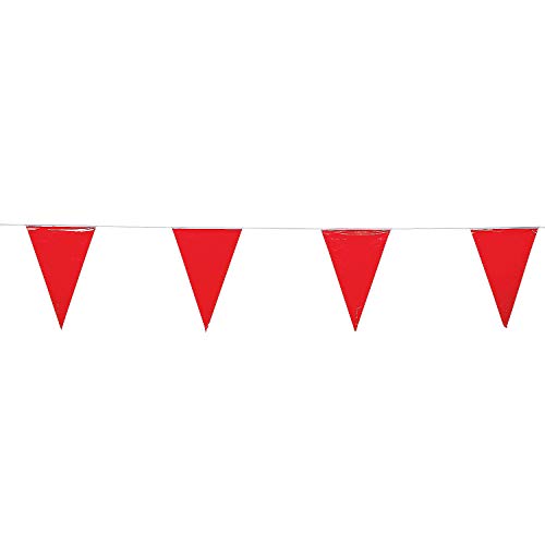 Fun Express - Red Pennant Banner (100ft) - Party Decor - Hanging Decor - Pennants - 1 Piece