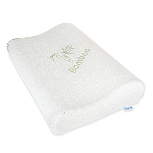 Napvibes Memory Foam Pillow - Orthopedic Pillow - Pillows for Sleeping - Side Sleeper Pillows for Neck and Shoulder Pain - Bonus Hypoallergenic Bamboo Pillow Case Included (White)