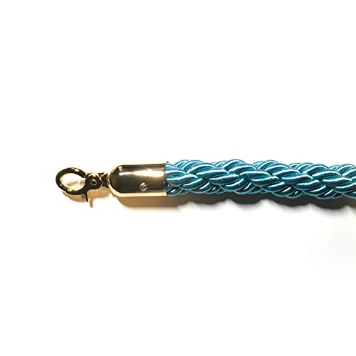 Decorative Rope Safety Queue Stanchion Barrier Rope (72' Braided Aqua Blue Gold)
