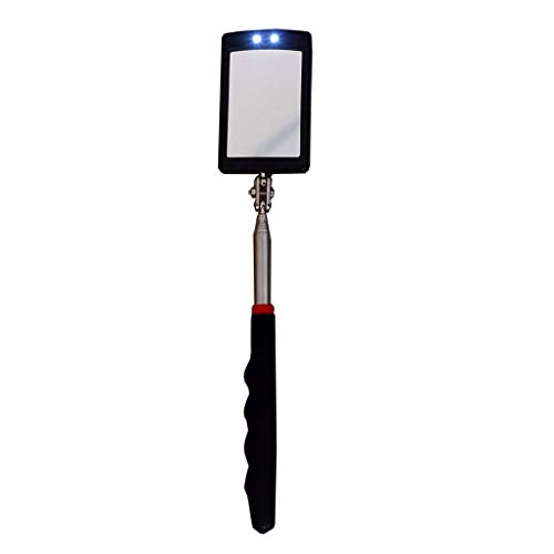 Telescoping LED Lighted Flexible Inspection Mirror 360 Swivel for Extra Viewing