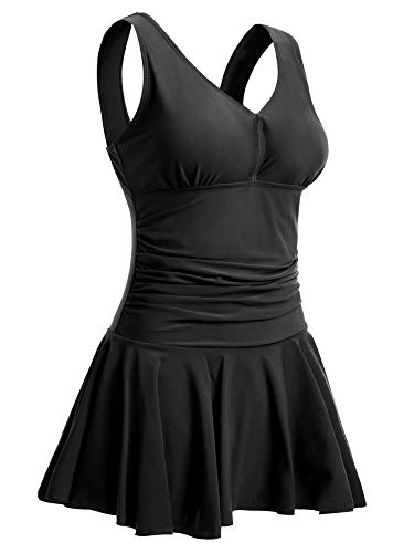 MiYang Women's Plus-Size Shaping One Piece Swim Dresses Swimsuit Black XXX-Large (US 22W-24W)