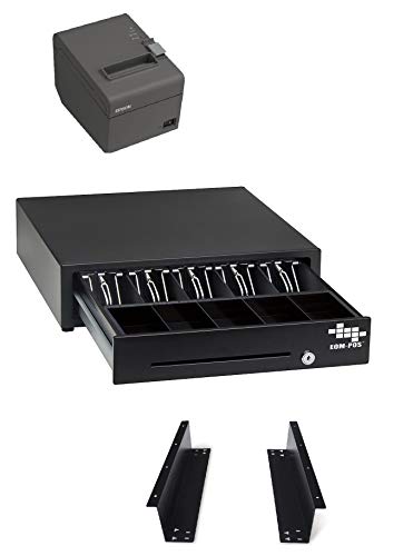 POS Hardware Bundle for Square - Cash Drawer, Mounting Brackets, Thermal Receipt Printer [Compatible with Square Stand and Square Register]