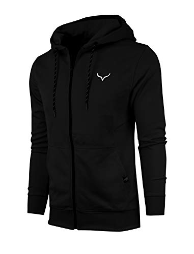 Screenshot SPORTS-A5050 Men's Gym Workout Full-Zip Hooded Active Sweatshirt-Black-Medium