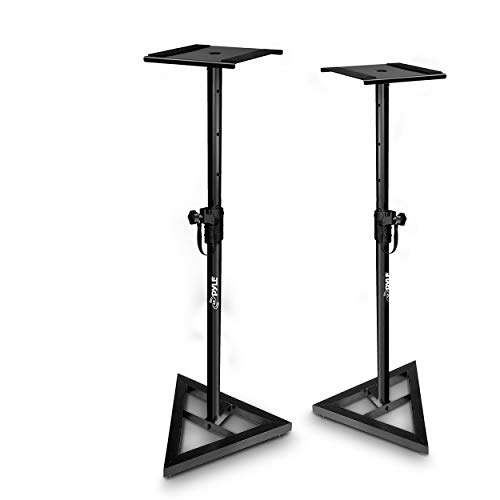 Pyle High Heavy Duty Three-Point Triangle Base w/Floor Spikes and 9” Square Platform, Black (PSTND35.5)