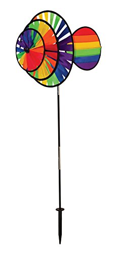 In the Breeze 2766 Rainbow Triple Wheel Spinner with Wind Sail, Small