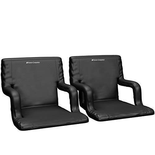 Home-Complete Stadium Seat Chair 2 Pack- Wide Bleacher Cushions with Padded Back Support 6 Reclining Positions