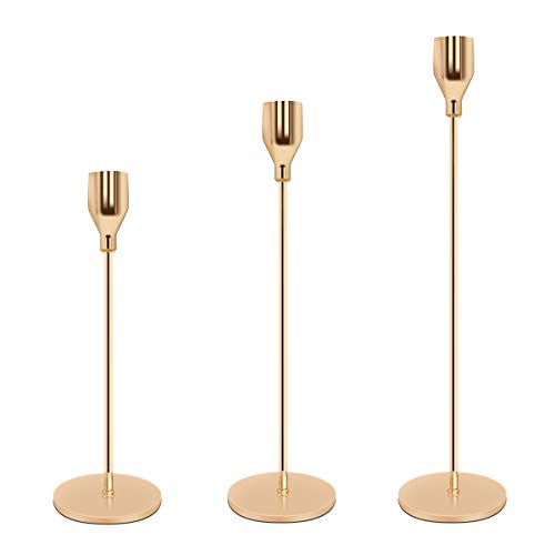 Taper Candle Holders Gold Table Decorative Candlestick Holder for Wedding Dinning Party Candle Holders for Taper Candles Metal Candle Stand,Fits 3/4 Inch Slim Candles & Led Candles