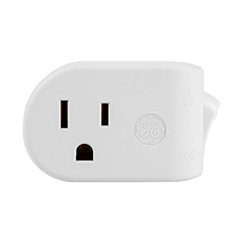 GE Grounded Outlet Power Switch, On Off Outlet Switch, 3 Prong, Plug in Switch, Outlet Adapter, Easy to Install, For Indoor Lights and Small Appliances, Energy Saving, UL Listed, White, 25511