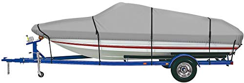 iCOVER Waterproof Heavy Duty Boat Cover, Fits V-Hull,Fish&Ski,Pro-Style,Fishing Boat,Runabout,Bass Boat, up to 17ft-19ft Long X 96' Wide