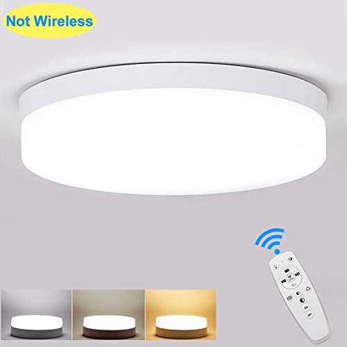 DLLT Dimmable Led Flush Mount Ceiling Light Fixture-18W Stylish Flat Round Surface Downlight Lamp for Bathroom/Closet/Bedroom/Dining Room/Kids Room Lighting with Remote Control