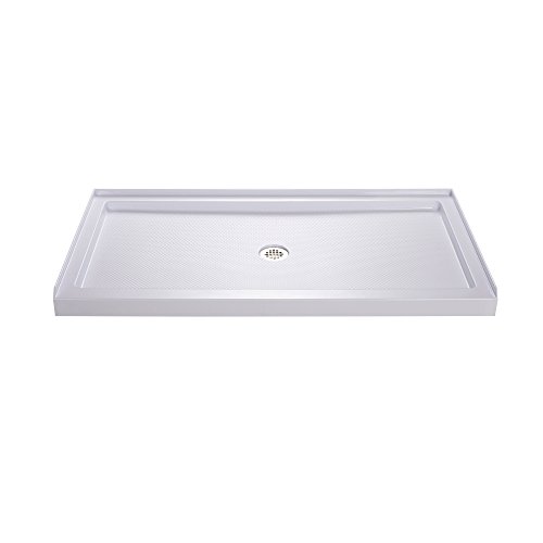 DreamLine SlimLine 32 in. D x 60 in. W x 2 3/4 in. H Center Drain Single Threshold Shower Base in White, DLT-1132600