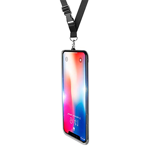 MASHANGMAOYI Cell Phone Lanyard Case, Universal Smartphone Cover with Adjustable Soft Neck Strap Holder - Black