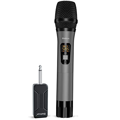Wireless Microphone, UHF Metal Dynamic Handheld Karaoke Mic, Rechargeable Receiver (Work 6hs), 160ft Range, for Karaoke Machine, Singing, Stage, Speaker, Amplifier, Mixer, iPhone, Camera, Laptop