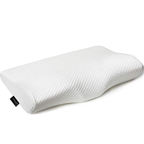 EPABO Contour Memory Foam Pillow Orthopedic Sleeping Pillows, Ergonomic Cervical Pillow for Neck Pain - for Side Sleepers, Back and Stomach Sleepers, Free Pillowcase Included (Firm & Queen