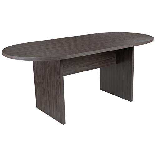 Flash Furniture 6 Foot (72 inch) Oval Conference Table in Rustic Gray