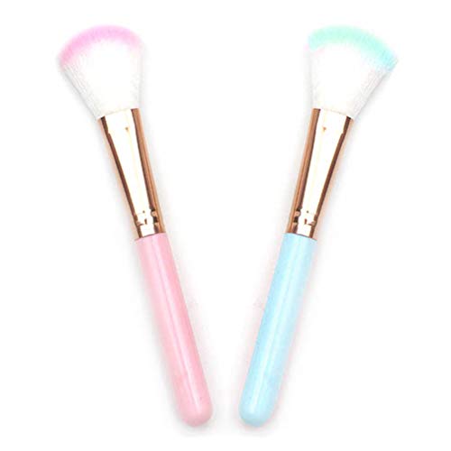 Powder Mineral Brush，Foundation Makeup Brush,Powder Brush and Blush Brush for Daily Makeup (Pink-Blue)