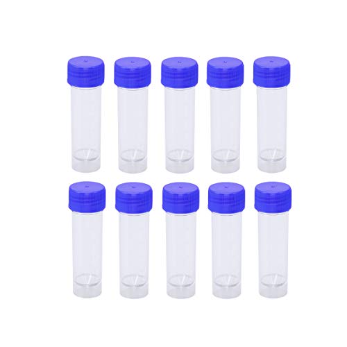 Hemobllo 10pcs Plastic Specimen Cup with Lid Stool Specimen Container Without Label Laboratory Medical Use 25-30ml (Without Spoon)