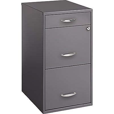 Office Designs 3 Drawer Vertical File Cabinet, Charcoal, Letter, 18-Inch D (18606)